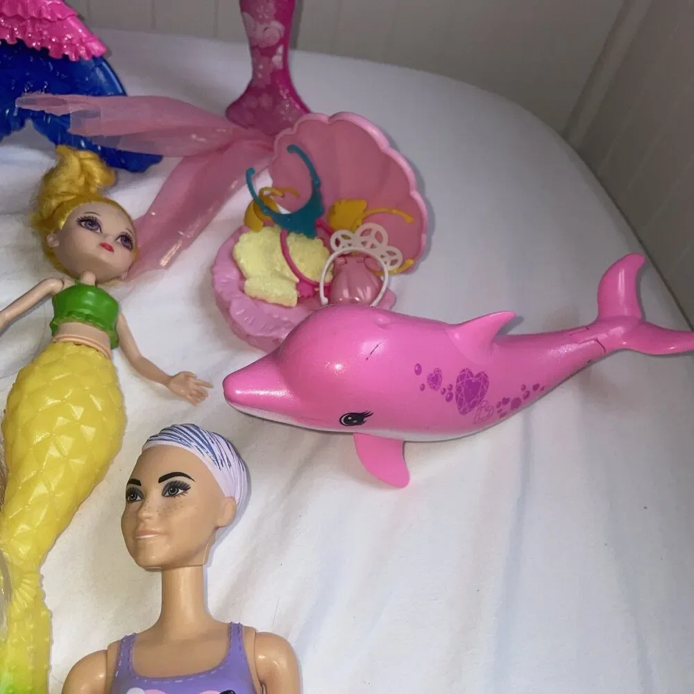 Lot Of 16 Barbie Mermaid Dolls, Dolphin, baby mermaid, boy mermaid, man mermaid